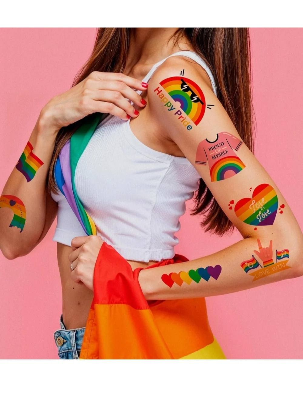 Rainbow Pride Party Tattoos - 120 PCS